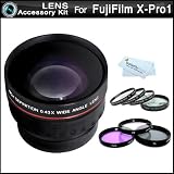 Essential Lens Kit For Fuji Fujifilm X-Pro 1 Digital Camera That Use (18mm f/2.0 XF R, 35mm F/1.4 XF R) Lenses Includes 52mm HD .43x Wide Angle Lens w/ Macro + 52MM Close Up Lens Kit Includes +1 +2 +4 +10 + 3pc High Res Filter Kit (UV-CPL-FLD) + More