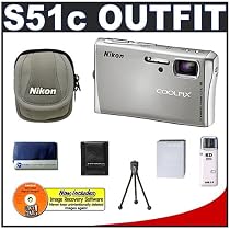 Nikon Coolpix S51c 8.1 Megapixel Digital Camera with 3x Optical Zoom + High Speed 2.0 USB SecureDigital Card Reader + Spare EN-EL8 Battery for Nikon + Nikon Digital Camera Case