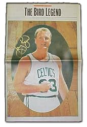 Larry Legend Bird Boston Celtics Signed Retirement Newspaper - Authentic Celebrity Autographed