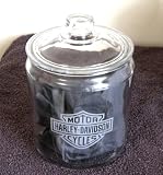 Harley Davidson 1 Gal Etched Glass Cookie Jar Cannister