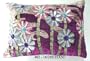 Decorative cushion cover or throw pillow from India- Purple color with floral sequin work, velvet