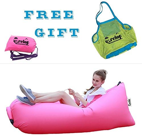 Outdoor Convenient Inflatable Lounger Air Sleeping Bag, Chinget Portable Environmental Hangout Nylon Fabric Sleeping Compression Air Bag (Rose Red)