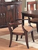 Set of 2 Cherry Finish Solid Wood Dining Arm Chairs