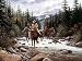 Whitewater Crossing World Culture Art Poster Print by Jack Terry, 8x6