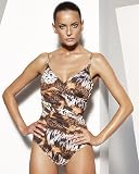 Shape fx One Piece Bejeweled Surplice Maillot Control Swimsuit