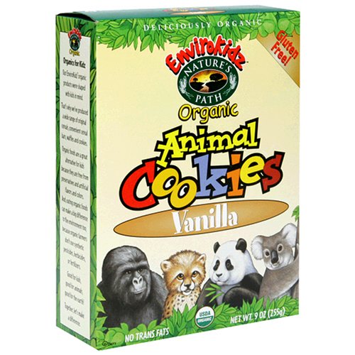 EnviroKidz Organic Gluten-Free Animal Cookies, Vanilla, 9-Ounce Boxes (Pack of 12)