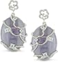 Silver 32-1/6ct Purple Jade and Topaz Earrings