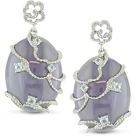 Silver 32-1 6ct Purple Jade and Topaz Earrings by Amour