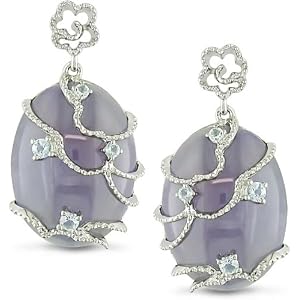 Silver 32-1 6ct Purple Jade and Topaz Earrings by 