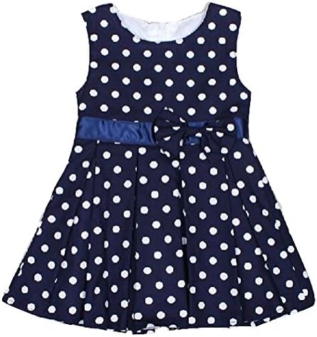 Athenas Baby Girls Cute Polka Dot Pattern Sleeveless Princess Dress (M, blue)