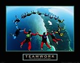 Skydiving Ring Motivational Poster Teamwork Art Print