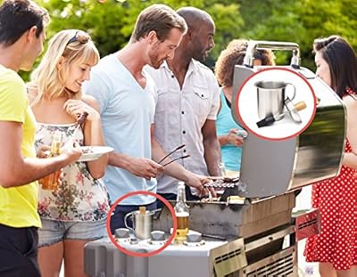 A1PP Marinade Sauce Pot w Silicone Basting Brush - Tailgating Grill Basters - BONUS BBQ Recipes Ebook - Stainless Steel Barbecue Marinaters Tenderizer Set - Barbeque Gift Boxed
