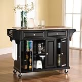 Crosley Furniture Stainless Steel Top Kitchen Cart/Island in Black