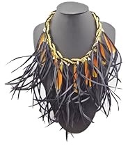 Soyagift Amazing Ladies Jewellery Chunky Rope Chain Drip Feather Tassels Choker Necklace 49-6