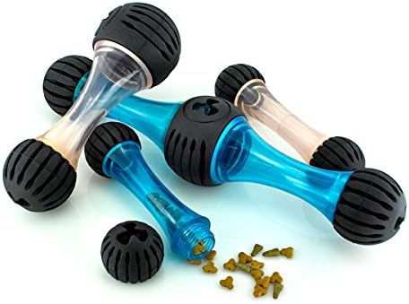 Small Chewing Squeeze Bone Dog Toy with Dental Twist Caps Mini (Blue)