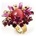 Magenta Diamante Enamel Floral Cocktail Ring