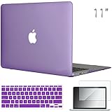 Easygoby 11-Inch 3 in 1 Rubberized Frosted Hardshell Case Cover for MacBook Air 11.6" (A1370 and A1465) + Matching Color Keyboard Cover + Screen Cover -Purple