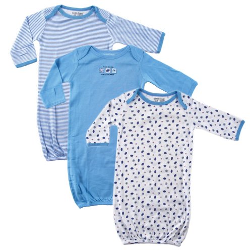 Sleepwear: Luvable Friends 3-Pack Rib Knit Infant Gowns, Blue, 0-3 Months