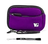 Purple - Black Trim Slim Protective Soft Neoprene Cover Carrying Case Sleeve with Extra Pocket for Panasonic Lumix DMC-FX700 DMC-LS5 DMC-LX5 DMC-S1 DMC-S3 DMC-TS3 DMC-TS10 DMC-ZS8 DMC-ZS10 Point and Shoot Digital Camera + Includes eBigValue Determination Hand Strap Key Chain