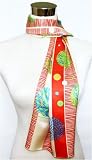 Ornamental and Line Print on Red - Silk Long Scarf 22
