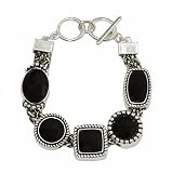 Silvertone Black Designer Style Slide Bracelet Fashion Jewelry