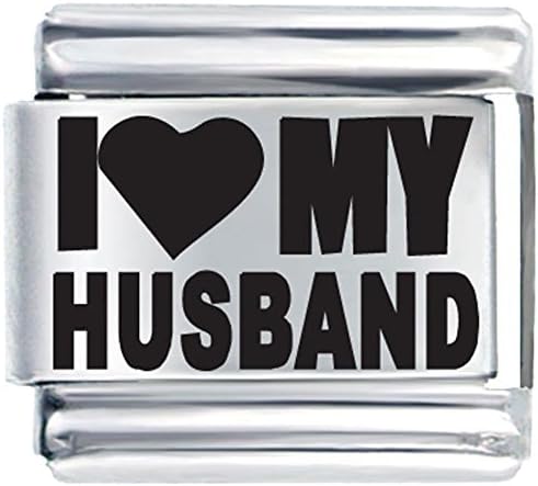 LuckyJewelry I Love My Husband Laser Etched Italian Charm fit Nomination Link Bracelet