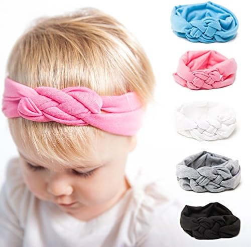 Felicity Kate Baby Girl Solid Knotted Turban Headband (5 Pack) (Infant - 18 months)