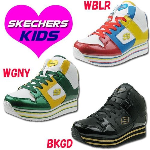 Cover image : SKECHERS スケッチャーズ ハート柄 厚底スニーカー シャイニー パテントシューズ レディース KKU6000-BKGD ブラック
