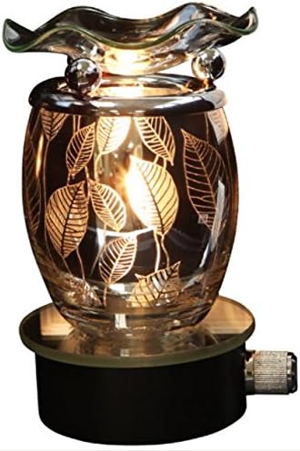 New Sexy Time Cut Metal Silver Leaves Plug-In Scented Oil Warmer + 3 Free Replacement Bulbs
