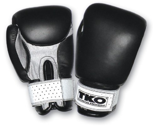 TKO 501LMG-BW Leather Mesh Boxing Gloves Black White OSFA