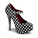5 3/4 Inch Heel Sexy Shoes High Heel Polkadot Maryjane Shoes Concealed Platform Black Red