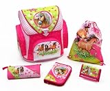 Undercover CH11825 - Schulranzenset Charming Horses 5- teilig,  Schüleretui gefüllt, Schlamper, Geldbörse, Sportbeutel