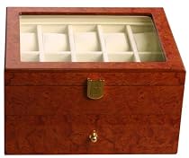 Watch storage display case for 20 watches burlwood finish