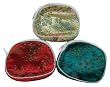 Chinese brocade fabric zippered coin pouch - assorted colors, set of 3