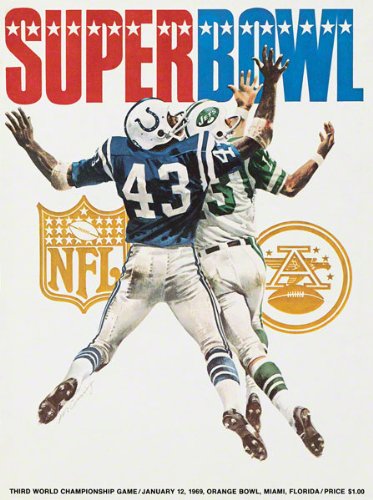 Canvas 22 x 30 Super Bowl III Program Print | Details: 1969, Jets vs Colts