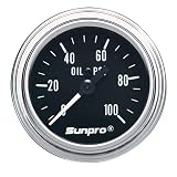 Sunpro CP7977 Mechanical Oil Pressure Gauge - Black Dial