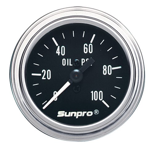Sunpro CP7977 Mechanical Oil Pressure Gauge - Black Dial
