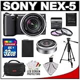 Sony Alpha NEX-5 Digital Camera Body & 18-55mm Lens (Black) & E 16mm Lens w ....