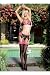 Sexy 4Pc Boudoir Rose Lace Bra Top Bustier, Garter Belt Includes Matching Rumba Trim G-String And Matching Stockings Lingerie Set Leg Avenue One Size, Black/Pink