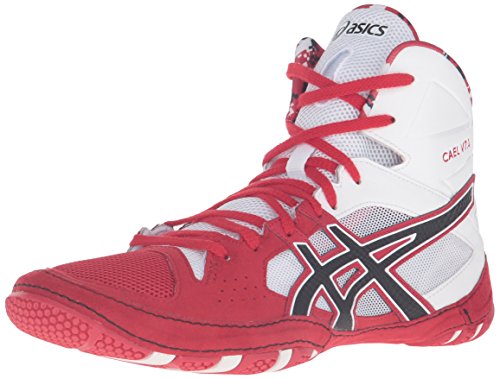 ASICS Men's Cael V7.0 Wrestling Shoe, True Red/Black/White, 8 M US