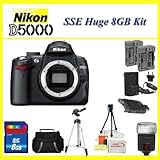 Nikon D5000 Digital SLR Camera with SSE Upgraders Package: Includes - 2 Extended Life Batteries + Battery Charger + 8 GB Memory Card + Card Reader + Tripod + Carrying Case + Starter Kit + Digital Flash and more!!