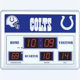 Indianapolis Colts NFL Scoreboard Clock & Thermometer (14"x19")