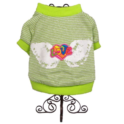 Dog and Cat Glittery High Quality T-SHIRT – Medium – Neon Green – Mommy, Look .. I Have Wings – Only 1 Left