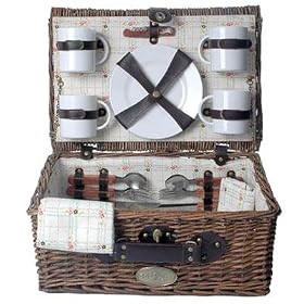 Picnic and Beyond The Sunrise Collection-B Red Willow Picnic Basket For 4