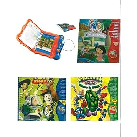 Vtech V.Smile Smartbook Bundle: Smartbook, Scooby-doo game Smartrige, Toy Story 2, Dora the explorer, Spider-man, all individually packed with Smartbook and Game Smartridge.