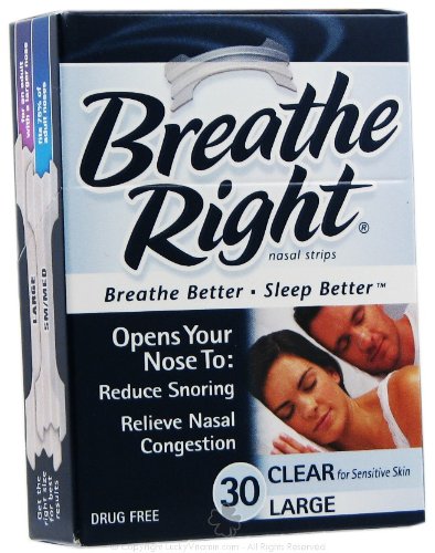 Breathe Right Nasal Strips, Large, Clear, 30-Count Boxes (Pack of 2)