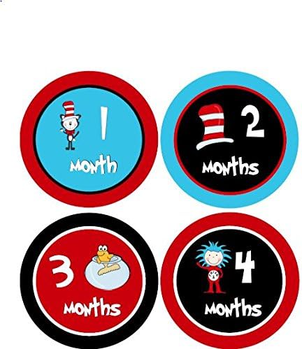 Seussical Inspired Monthly Baby Boy Stickers Seuss Baby Girl Stickers