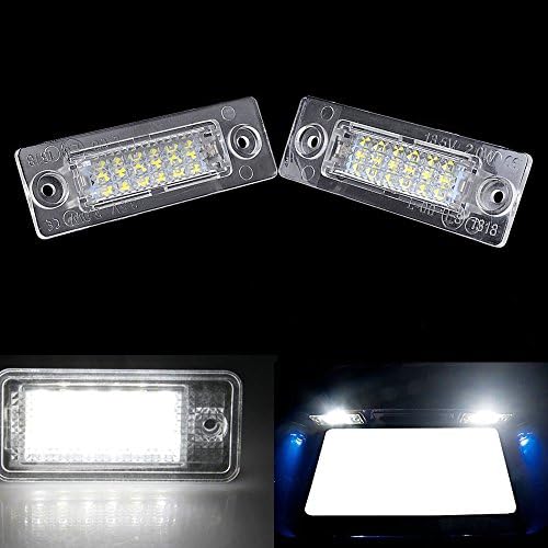 HYTRADING 2 X 18-SMD 3528 No Error Free Car Auto LED License Plate Light Lamps Number Lights For Volkswagen Caddy 3 Golf 5 Plus Jetta 5 Passat B5.5 Sedan B6 Wagon Touran 1 Transporter T5