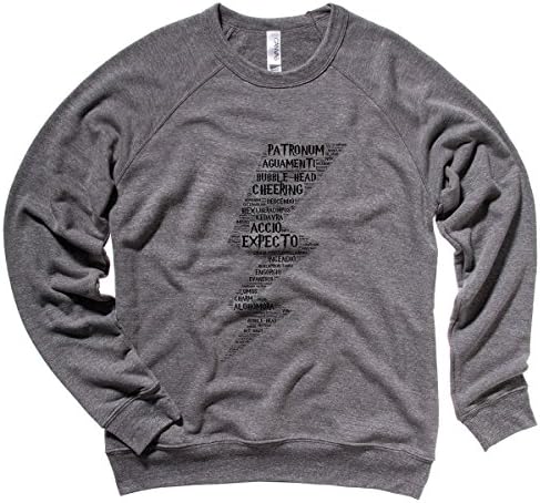 Moment Gear Men's Harry Potter Spells Lightning Bolt Raglan Sweater Medium Grey