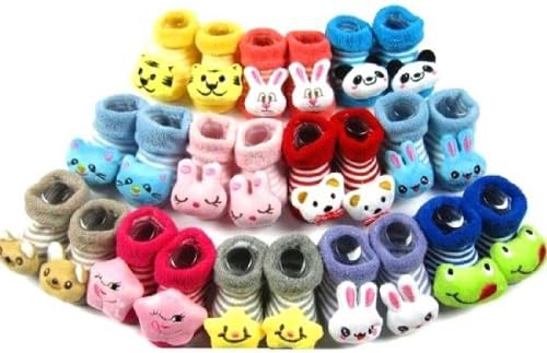 3 Pair ECOSCO Unisex Cute Cartoon Infant Baby Toddler Socks Shoes,0-6 month (Girl)